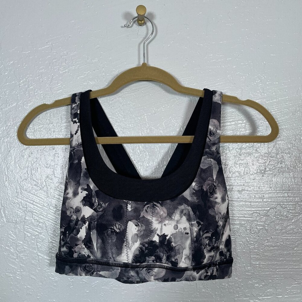 Lululemon Women 8 Mini Obscurred Black Dusty Mauve Run Stuff Your Bra III Pocket